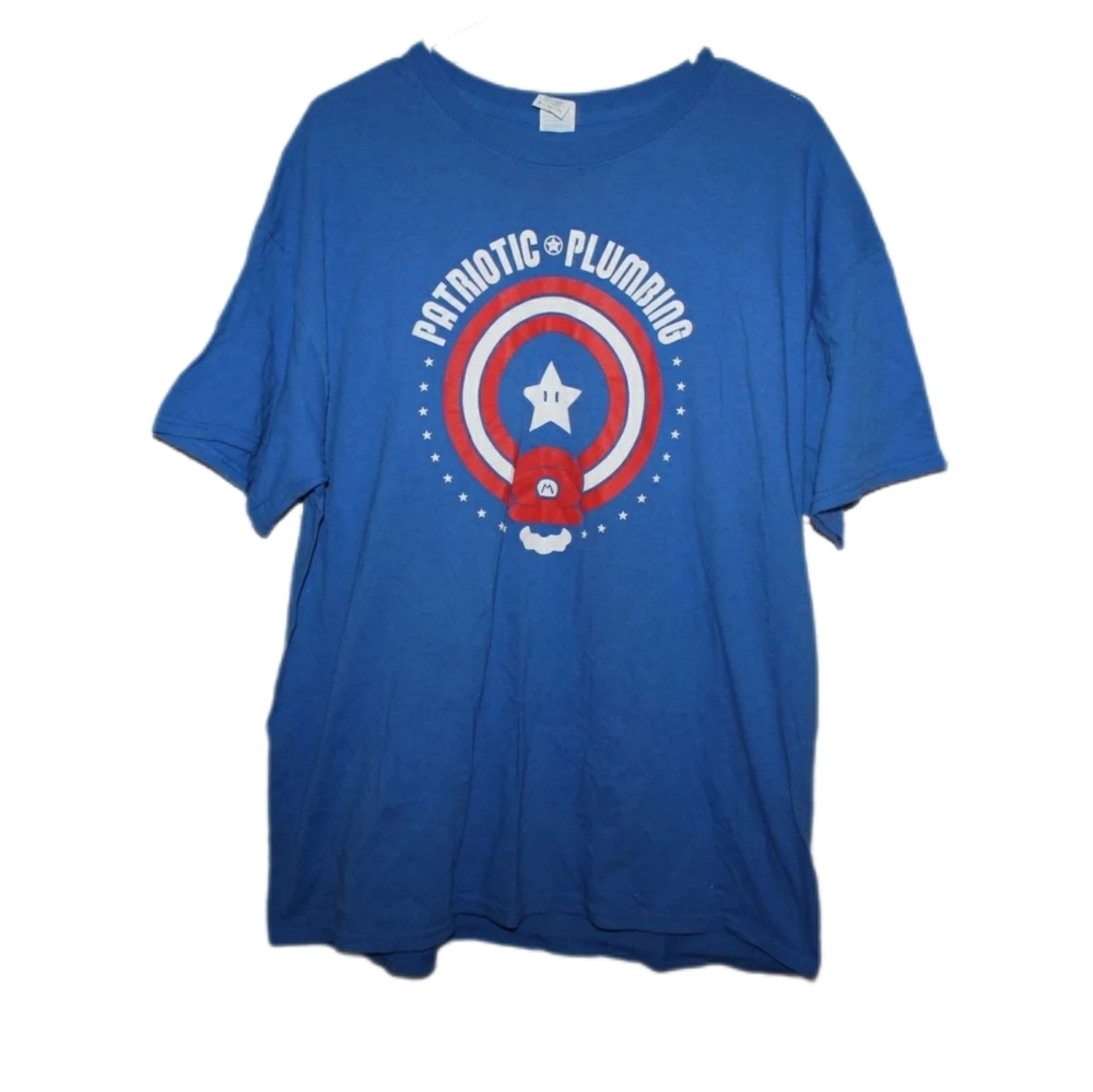 Men's Mario Brothers Themed Patriotic T-Shirt
